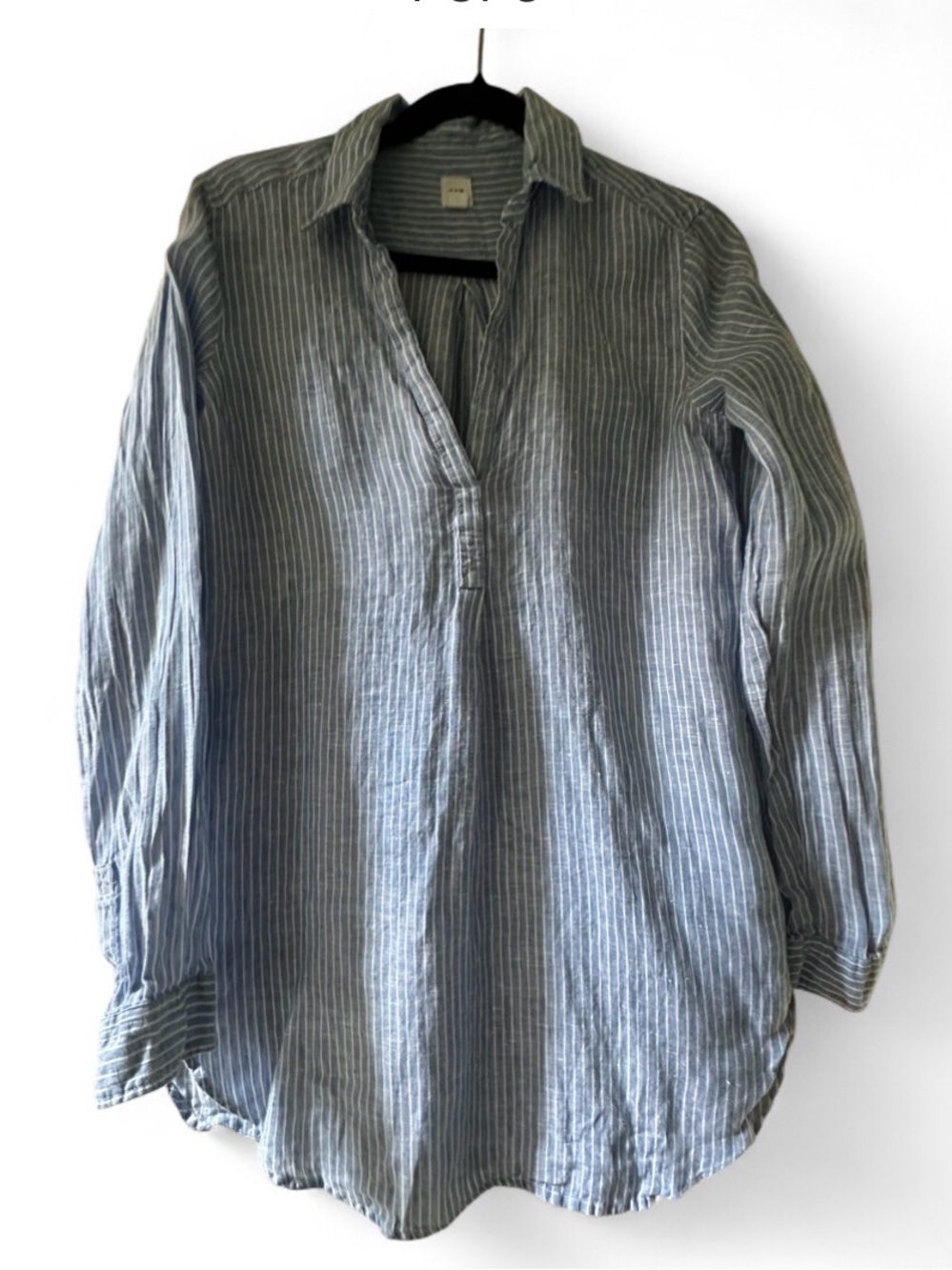 GAP women's Blue and White Striped Button-Down Linen Tunic